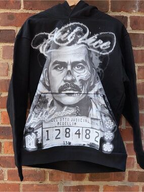 Evil Vice Pablo Escobar graphic front and back in memory of hoodie black medium
